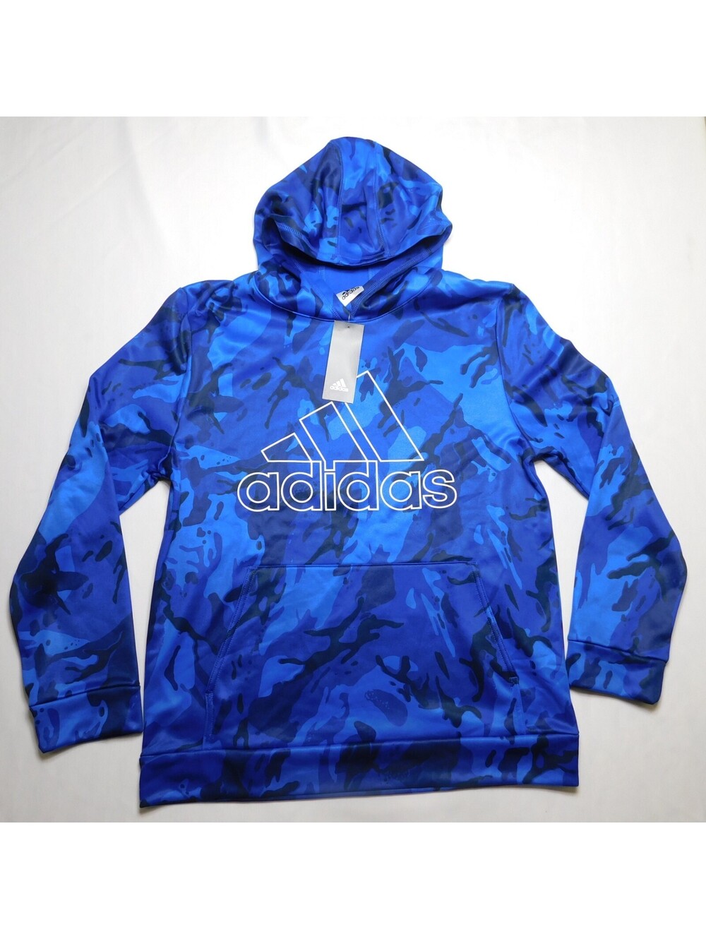 ADIDAS BOYS CAMO PRINT PULLOVER LONG SLEEVE HOODIE (BLUE XL 18/20)NWT